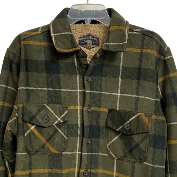 Freedom Foundry Men's Fleece Shirt Jacket Sherpa M Dark Green Plaid Super Plush - Picture 2 of 11